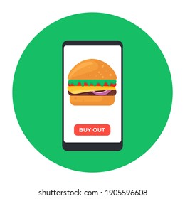 
Order food icon, flat design of food app 