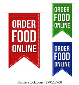 Order food online banner design set over a white background, vector illustration