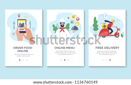 Order food online banner, mobile app templates, concept vector illustration flat design