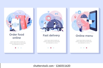 Order food online banners, mobile application design, vector illustration