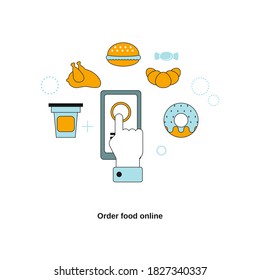 Order food online concept. Vector template for website, mobile website, landing page, ui.
