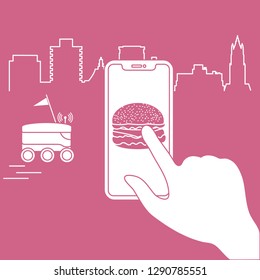 Order foods and drinks in the application on phone and delivery with a robot. Fast and convenient shipping. Free delivery.