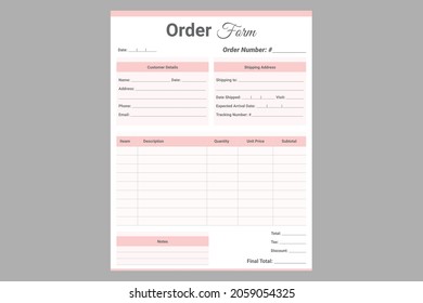 An order form is a documents buyers use to request quote from wholesaler 