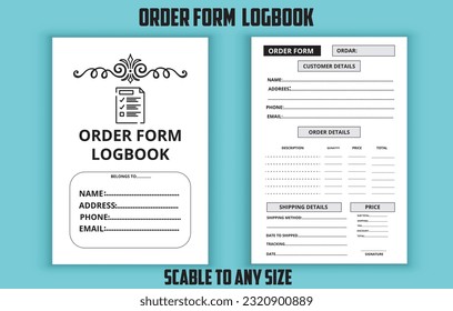 Order form logbook. Low content kdp interior design template