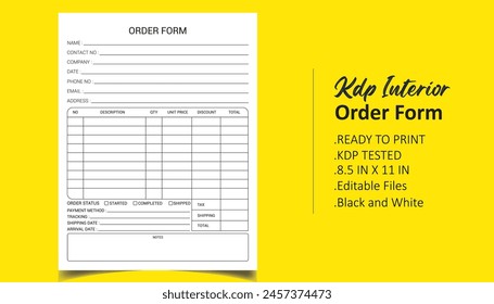 Order Form Page Printable Vector File 