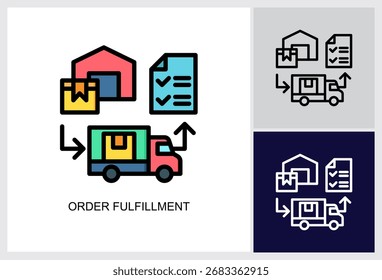 Order Fulfillment icon Multi Style Vector Illustration