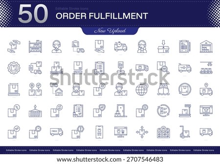 Order Fulfillment stroke icon. Order Fulfillment line icon set. editable stroke icon pack. Line, Thin, Linear Style Icon Bundle. Fully Customizable