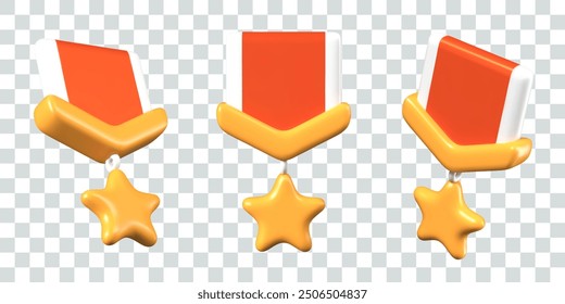 Orden con estrella dorada. Conjunto de Elementos de Vector en diferentes posiciones