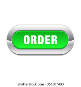 Order Green Vector Shiny Chrome Button