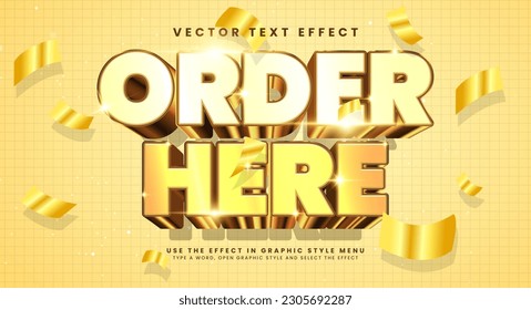 Order here editable text style effect. Vector text effect, with golden luxury concept.