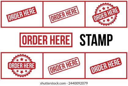 Order Here Rubber Stamp Set Vector