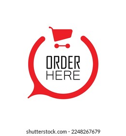 order here sign on whiye background