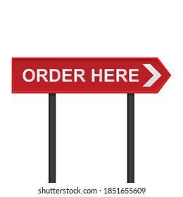 Order here sign vector illustration isolated on white background 