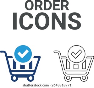 Order icnos, Line art icons Included Basket, Shopping list, Shopping cart, Ticket, Gift voucher, Shopping basket, Coupon, Cards, Online shop, Card icons
