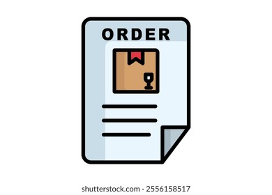 Order icon. colored outline icon style. document with product. icon related to procurement. procurement management elements vector illustration