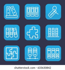 Order icon. set of 9 outline order icons such as binder, cargo tag
