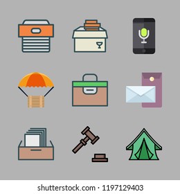 order icon set. vector set about delivery, box, postal and tent icons set.