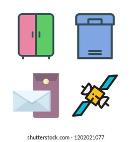 order icon set. vector set about postal, box, wardrobe and van icons set.