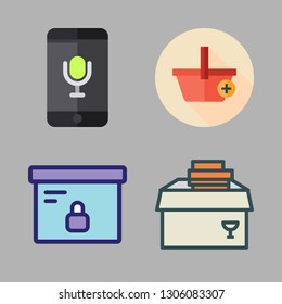 order icon set. vector set about voice recognition, delivery, e commerce and box icons set.