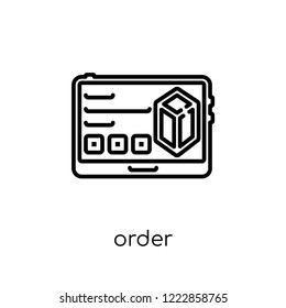 order icon. Trendy modern flat linear vector order icon on white background from thin line Delivery and logistic collection, outline vector illustration