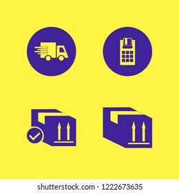 order icon. order vector icons set pos terminal, fast delivery truck and parcel box