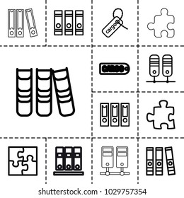 Order icons. set of 13 editable outline order icons such as binder, puzzle
