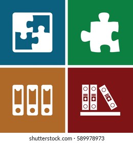 order icons set. Set of 4 order filled icons such as binder