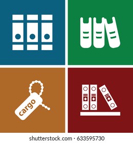 Order icons set. set of 4 order filled icons such as binder
