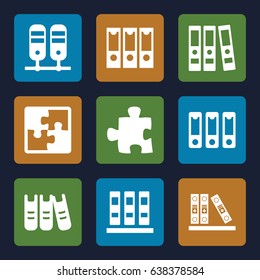 Order icons set. set of 9 order filled icons such as binder