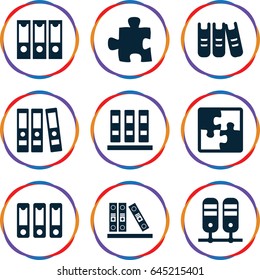 Order icons set. set of 9 order filled icons such as binder