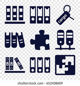 Order icons set. set of 9 order filled icons such as cargo tag, binder