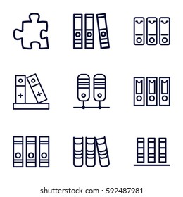 order icons set. Set of 9 order outline icons such as binder