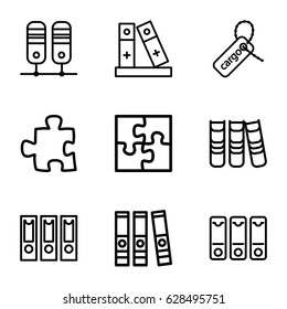Order icons set. set of 9 order outline icons such as cargo tag, binder