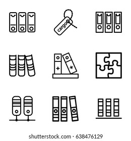 Order icons set. set of 9 order outline icons such as cargo tag, binder
