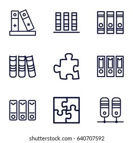Order icons set. set of 9 order outline icons such as binder