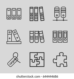 Order icons set. set of 9 order outline icons such as cargo tag, binder