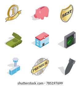 Order icons set. Isometric set of 9 order vector icons for web isolated on white background