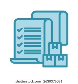 Order List dual tone blue color, mini illustration icon. use for modern concept, print, UI, UX kit, web and app development. Vector related to sales, logistic and ecommerce