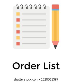 Order list flat vector icon 