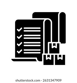 Glifo de la lista de pedidos, mini icono de ilustración. uso para concepto moderno, impresión, interfaz de usuario, kit de UX, Web y desarrollo de App. Vector relacionado con ventas, logística y comercio electrónico