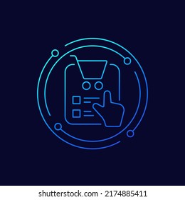 Icono de lista de pedidos, diseño lineal