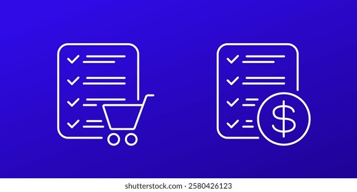 Order list icons, line vector design