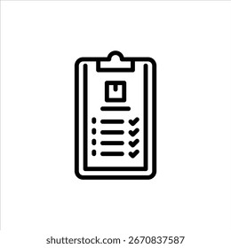 Gliederungssymbol der Bestellliste. Paket schwarze Linie Illustration.