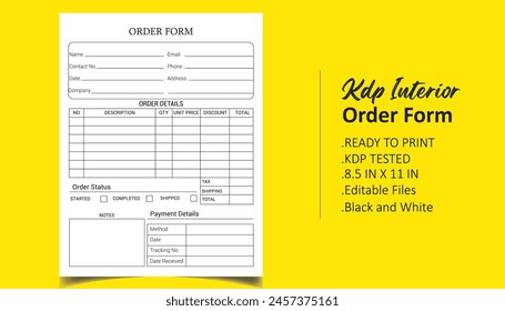 Order Logbook Printable Kdp Interior Vector File 