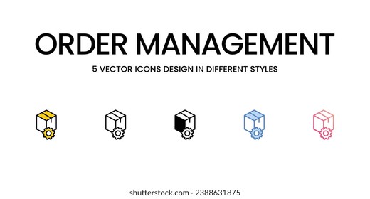 Order Management Icon Design in Five style with Editable Stroke. Line, Solid, Flat Line, Duo Tone Color, and Color Gradient Line. Suitable for Web Page, Mobile App, UI, UX and GUI design.