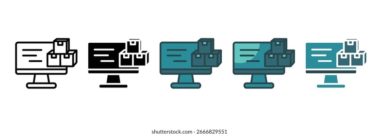 Conjunto de iconos de gestión de pedidos Colección de estilos múltiples