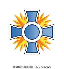 Order or medal in the form of a cross with rays
