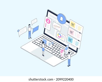 Order Notification Isometric Illustration Lineal Color. Suitable for Mobile App, Website, Banner, Diagrams, Infographics, and Other Graphic Assets.
