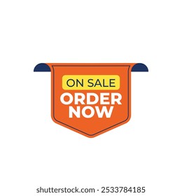 Order Now badges. Sale quality tags and labels. Template banner shopping badges. Special offer, buy now, sale, discount, shop, black friday. Vector illustration.