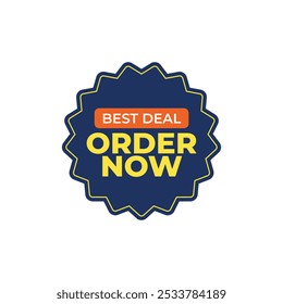 Order Now badges. Sale quality tags and labels. Template banner shopping badges. Special offer, buy now, sale, discount, shop, black friday. Vector illustration.